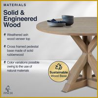 Finch - Alfred Round Modern Farmhouse Rubberwood Table - Rustic Beige - Left View