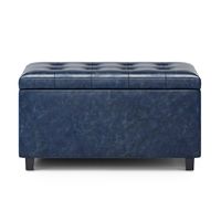 Simpli Home - Cosmopolitan Storage Ottoman - Denim Blue - Left View