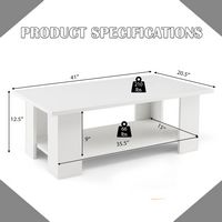 Costway Coffee Table 2-Tier Modern Center Cocktail Table W/Storage Shelf for Living Room - White - Left View