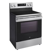 LG - 30-in Wide 6.3 Cu. Ft. Freestanding Electric Convection Smart Range with 4 Elements, Air Fry... - Left View