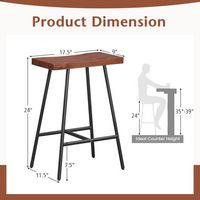 Costway Set of 2 Industrial Saddle Stool Counter Height Bar Stool Dining Pub Chair w/ Metal Frame... - Left View