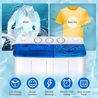 Costway - 13.2 lb. Portable Twin Tub Washing Machine Washer and Spinner 8.8 lb. - Blue and White - Left View