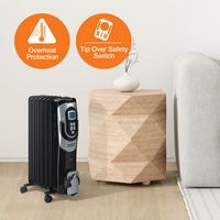 Lifesmart - 1500W Digital Oil Filled Radiator - Black - Left View