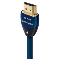 AudioQuest - Sky 48 9.8' 4K-8K-10K 48Gbps In-Wall Rated HDMI Cable - Black with Blue Stripes - Left View