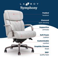 La-Z-Boy - Symphony Executive Mid-Back Bonded Leather Office Chair - Light Gray and Graphite - Left View