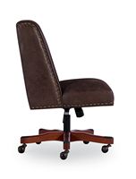 Linon Home Décor - Donora Faux Leather Adjustable Office Chair With Wood Base - Brown - Left View