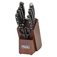 Viking - 10-Piece True Forged Cutlery Set with Walnut Block - Multicolor - Left View