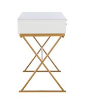 Linon Home Décor - Edmore Two-Drawer Campaign Desk - White & Gold - Left View