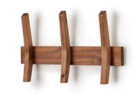 TRINITY - DRAKESTONE | Mid-Century Coat Rack w/ 3 Wooden Hooks | - Walnut - Left View