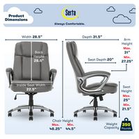 Serta - Fairbanks Bonded Leather Big and Tall Executive Office Chair - Gray - Left View