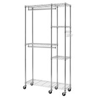 TRINITY - EcoStorage |41x14x76| Rolling Closet Organizer | - Chrome - Left View