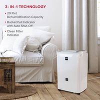 RCA - 20 Pint Dehumidifier - White - Left View