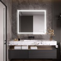 LOVMOR - 36 x 30 Inches Tempered Glass LED Bathroom Mirror with Anti-Fog & 3-Color Dimmable Light... - Left View
