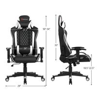 Costway - Massage Gaming Chair with Headrest - White and Black - Left View