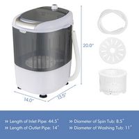 Costway - Portable Mini Counter Top Washing Machine 5.5 lb. Spin Basket Laundry - Grey and White - Left View