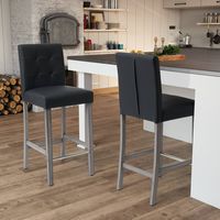 CorLiving - Leila Fabric Bar Height Barstool - Graphite Black - Left View