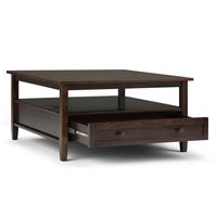 Simpli Home - Warm Shaker Square Coffee Table - Tobacco Brown - Left View