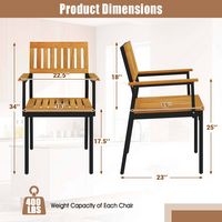 Costway Dining Chair Set of 4 with Acacia Wood Backrest Slanted Seat Comfortable Armrests - Natur... - Left View