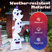 Costway - 4 FT Lighted Stacked Ghosts Standing Halloween Decoration with 120 LED Lights and 4 Met... - Left View