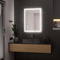 LOVMOR - 24 x 32 Inches Tempered Glass LED Bathroom Mirror with Anti-Fog & 3-Color Dimmable Light... - Left View