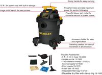 Stanley - 6 Gallon wet/dry vacuum - black - Top View