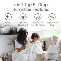 CRANE - 1 Gal. Drop Cool Mist Humidifier with Sound Machine - Grey - Top View