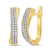 10k Yellow Gold Round Diamond Hoop Earrings 1/6 Cttw