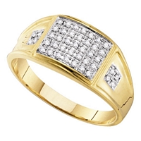 10Kt Yellow Gold Round Prong-Set Diamond Square Cluster Ring 1/4 Cttw